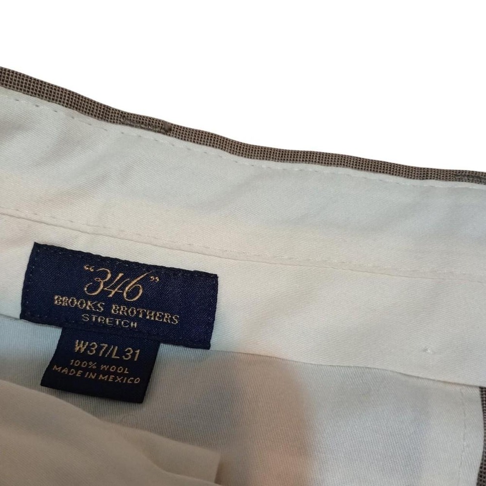 Brooks‎ Brothers 346 Mens 37x31 Stretch Wool Pleated Cuffed Dress Pants Olive